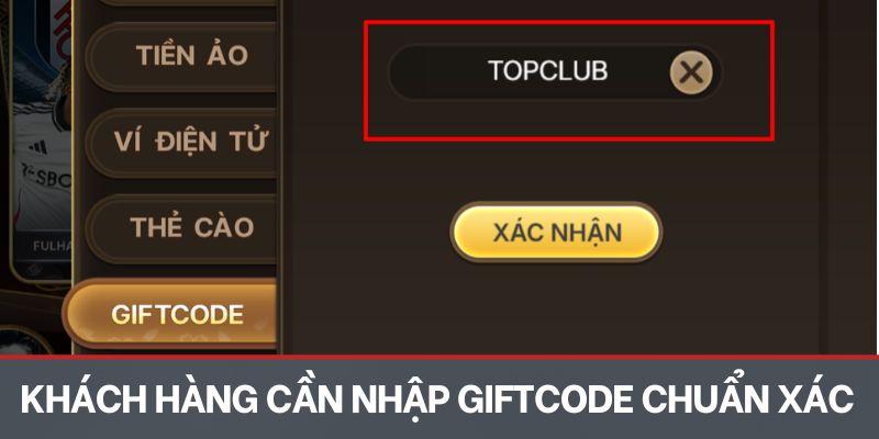 Khách hàng cần nhập ưu đãi giftcode chuẩn xác